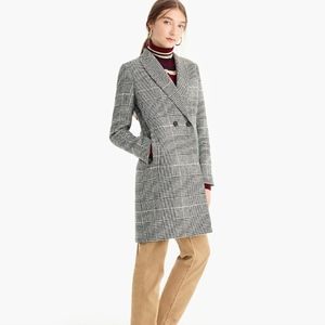J. Crew Gray Plaid Double-Breasted Coat